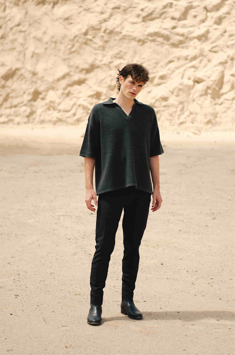 Playera Polo Oversized de Punto