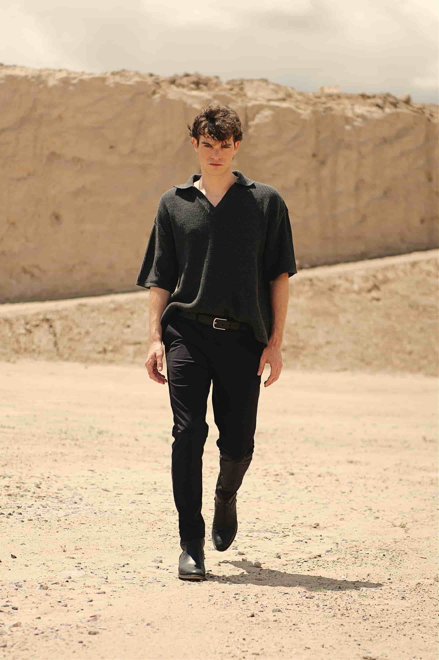 Playera Polo Oversized de Punto