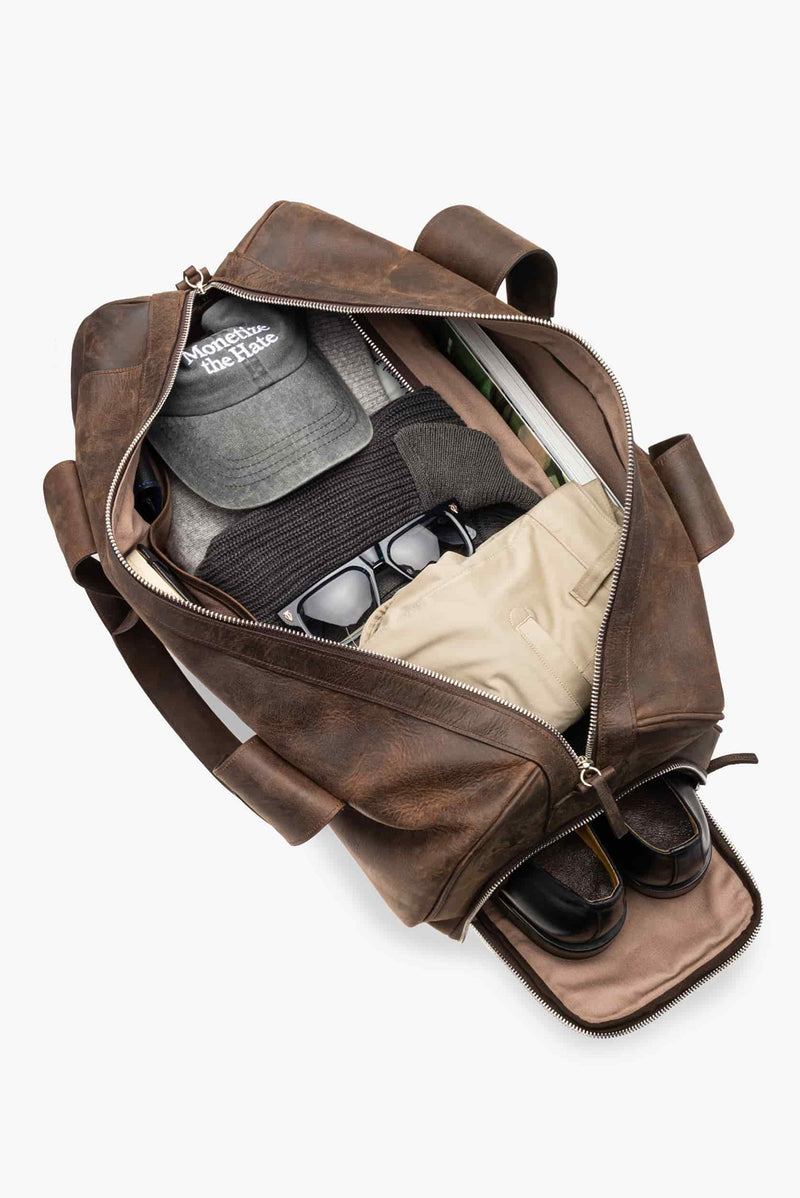 Maleta duffle de piel 28L