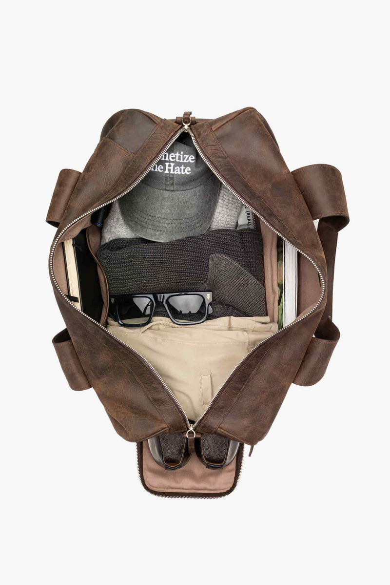 Maleta duffle de piel 28L