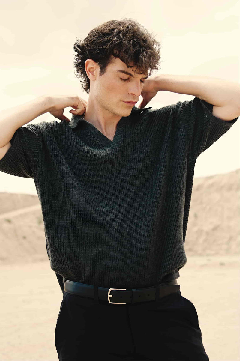 Playera Polo Oversized de Punto