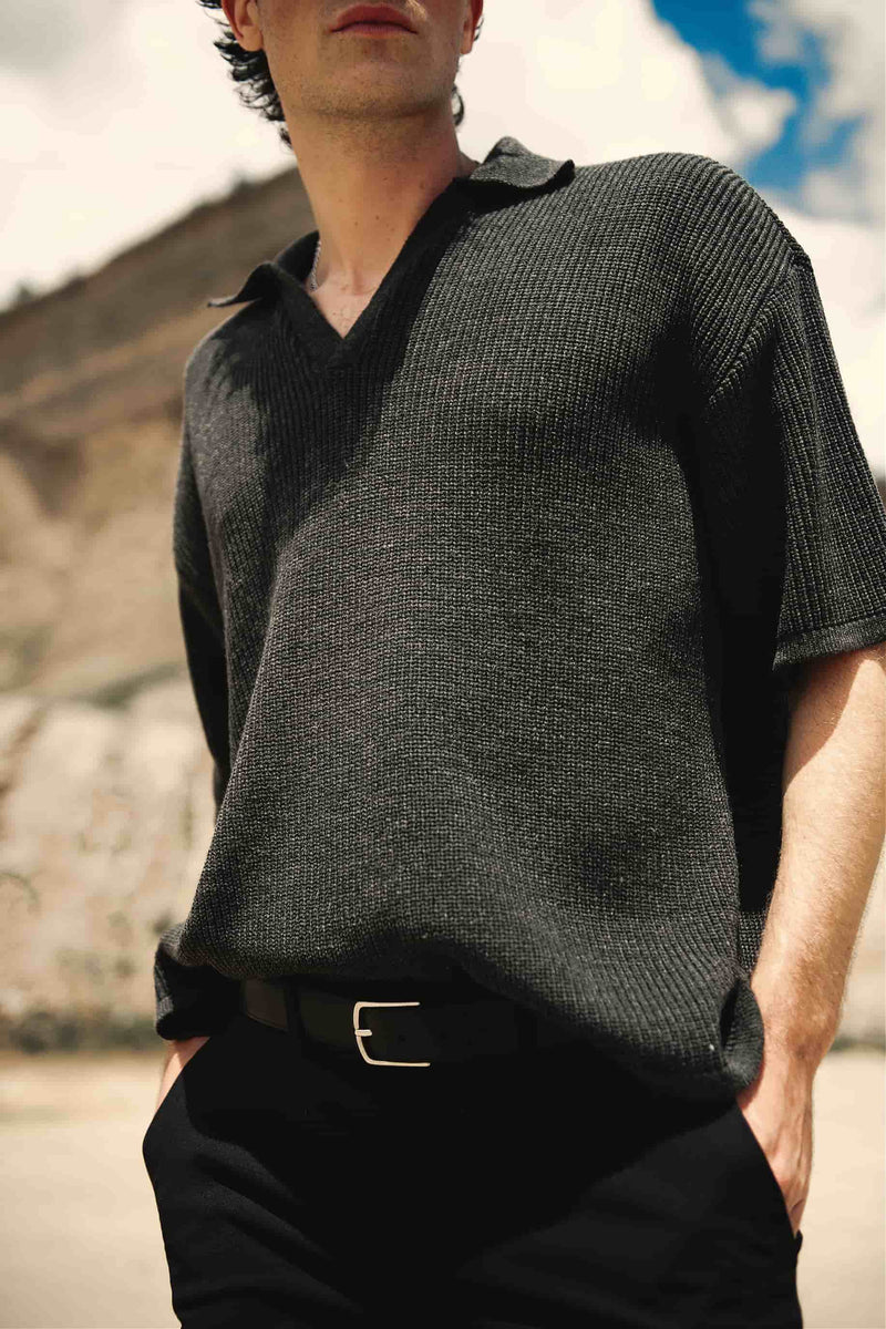 Playera Polo Oversized de Punto