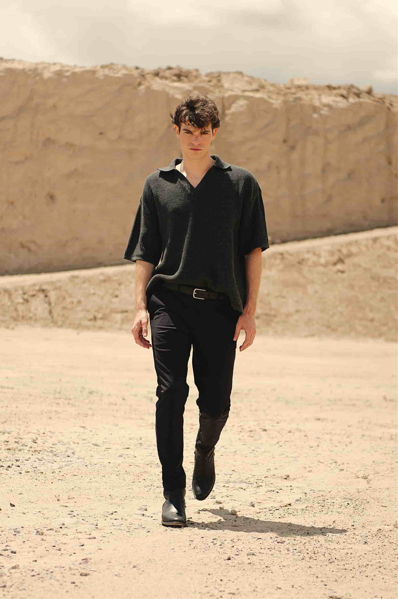 Playera Polo Oversized de Punto