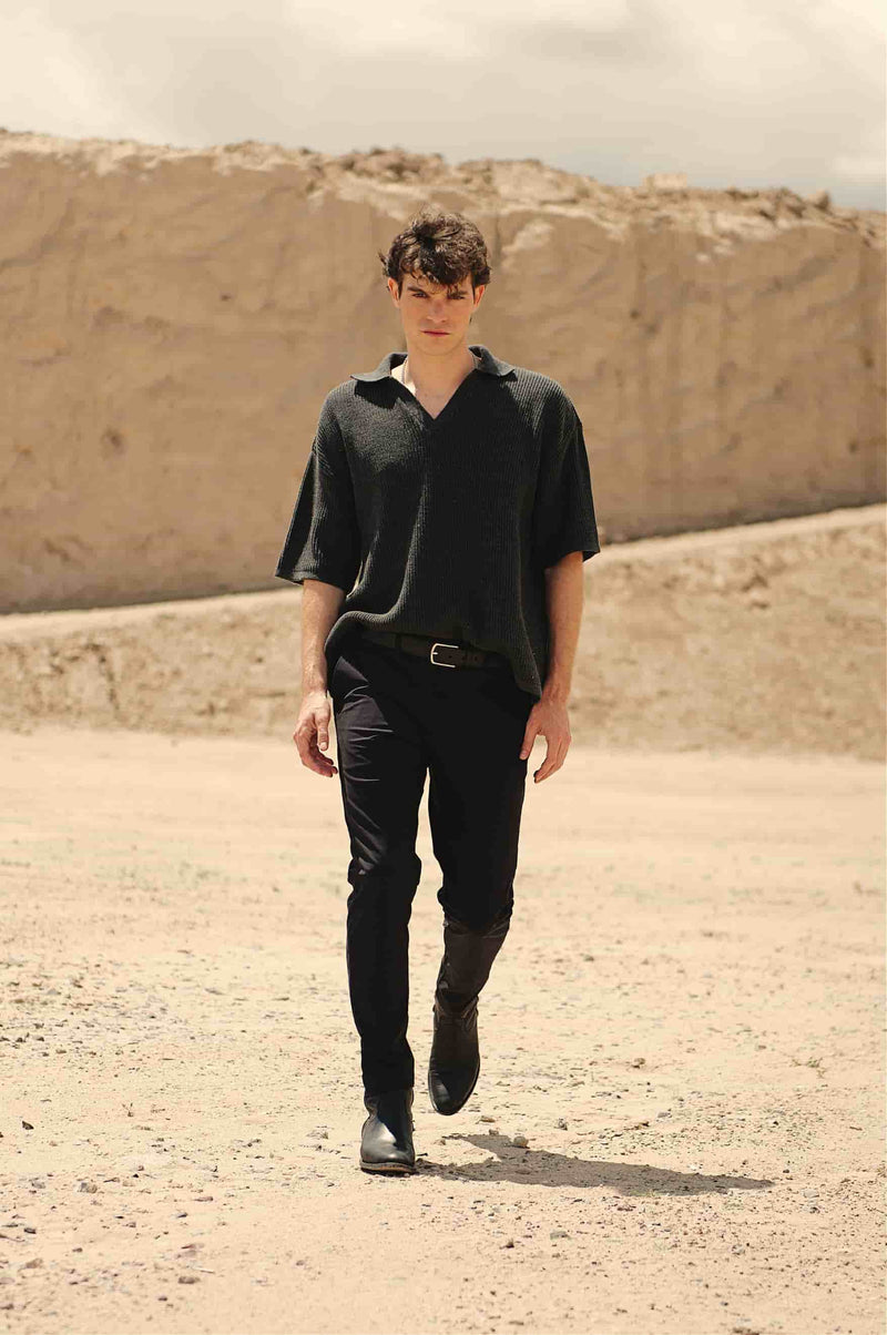 Playera Polo Oversized de Punto