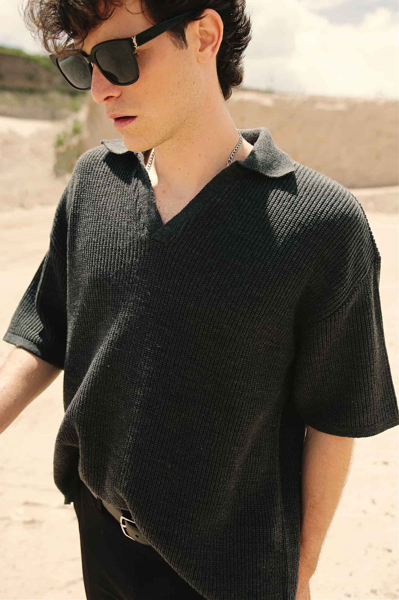 Playera Polo Oversized de Punto