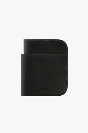 Cartera bifold negra de piel