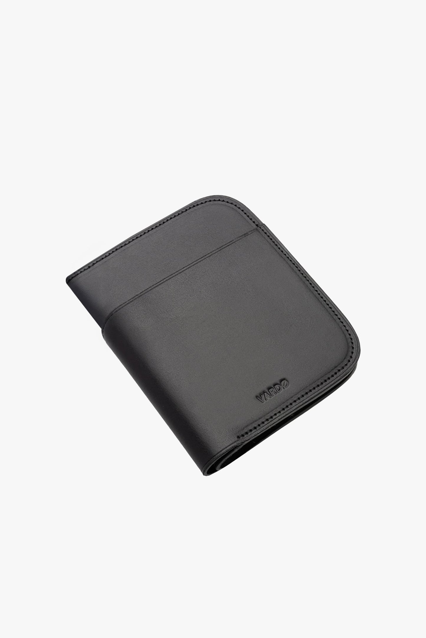 Cartera bifold negra de piel