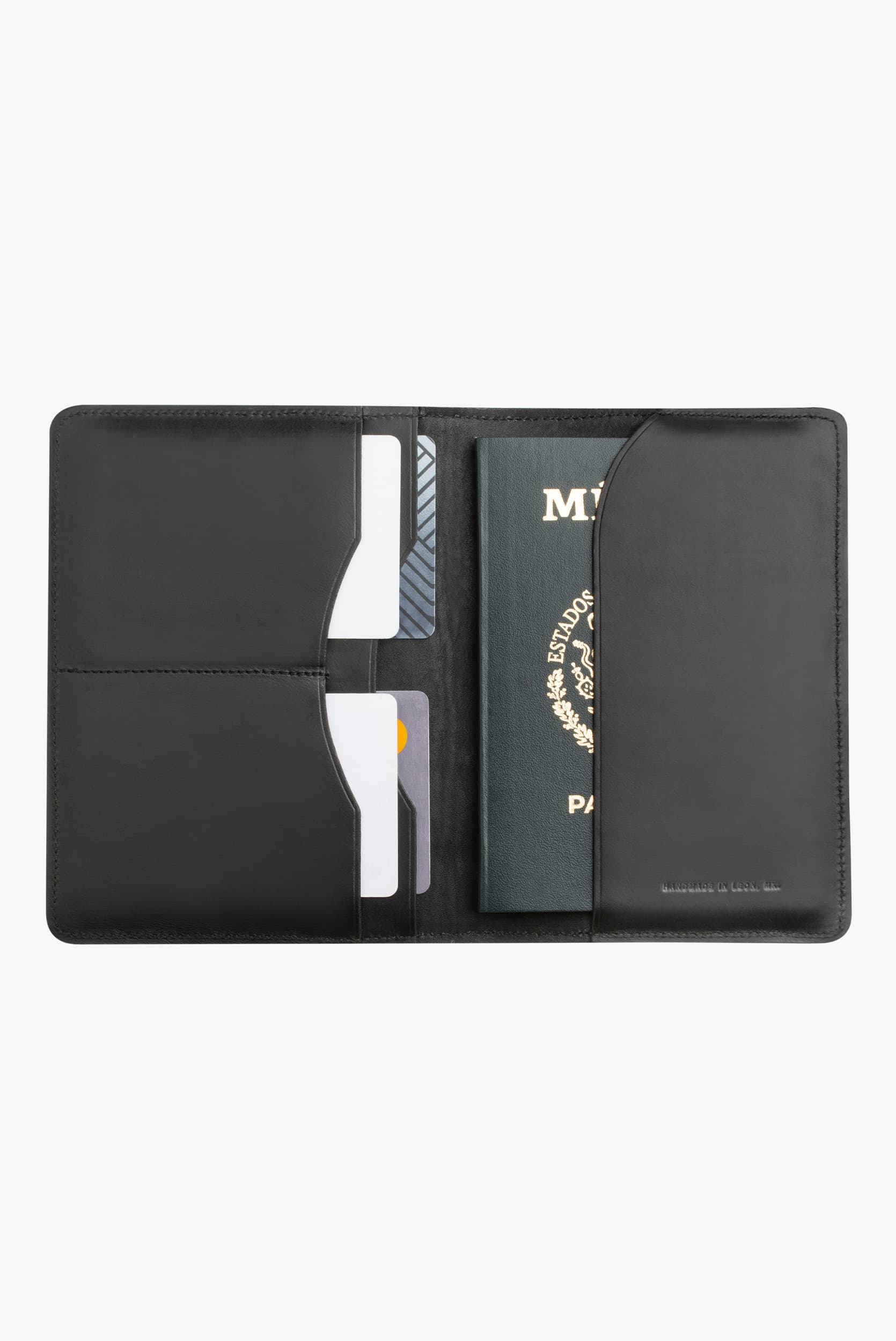 Porta pasaporte de piel - Negro